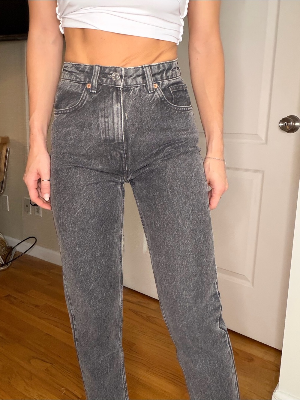 Zara High-Rise Washed Black Jeans